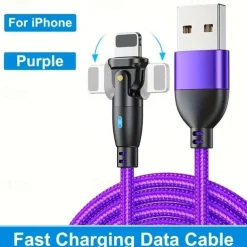 180 Elbow Data Cable Rotating Charging Cable QC3.0 Fast Charging Protocol 3A5A Current Suitable For Type-C Android Phones