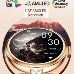 696 AK73 Smart Watch 1.28 inch Smart Band Fitness Bracelet Bluetooth Pedometer Call Reminder Sleep Tracker Compatible with Android iOS Women Hands-Free Calls Message Reminder IPX-0 40mm Watch Case