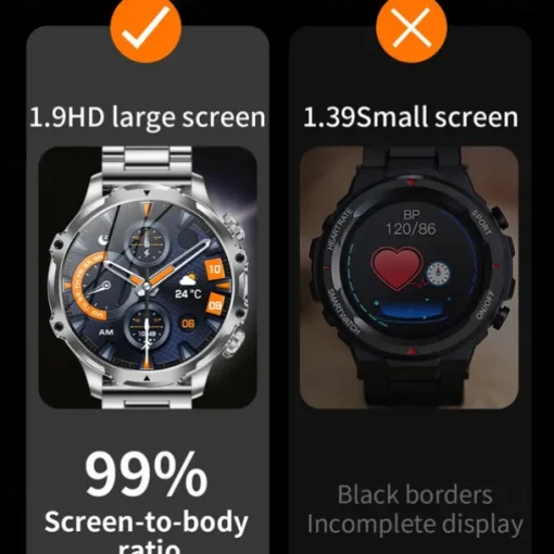 696 AK75 Smart Watch 1.85 inch Smart Band Fitness Bracelet Bluetooth Pedometer Call Reminder Sleep Tracker Compatible with Android iOS Men Hands-Free Calls Message Reminder Step Tracker IPX-0 52mm