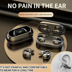2023 Arrival NEW Bone Conduction Earphone Bluetooth 5.2 Ear Clip on Ear Earring Wireless Headphones Sports Headsets Ear Hook with Mic Sports Headphones and Not Falling Auricolare Bluetooth