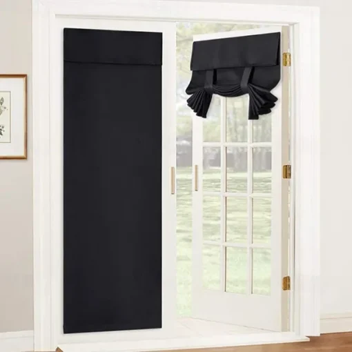 100% Blackout French Door Curtains, Privacy Door Curtains for Window, Room Darkening Blinds, Thermal Insulated Window Shades for Bedroom, 1 Panel
