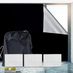 100% Blackout Shades Blind Curtains Window Cover,DIY Cut to Any Size or Shape,Hook & Loop Tabs,Portable Bags for Travel,Light & UV Blocking for House,Baby Nursery,Apartment