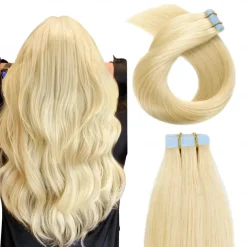613# Blond Remy Human Hair Tape In Extensions Seamless Straight Hair 18Inch 50G 20Pcs
