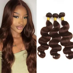 2# Body wave Human Hair Bundles Brazilian Brown Hair Weaving Bundles Brown Hair Extension Remy Chocolate Bone Human Hair 3PCS