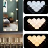 10 Bulbs 3 Colours LED Make Up Mirror Light Bulbs USB Vanity Makeup Mirror Lights Bathroom Dressing Table Lighting Dimmable LED Wall Lamp