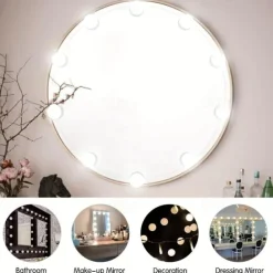 10 Bulbs 3 Colours LED Make Up Mirror Light Bulbs USB Vanity Makeup Mirror Lights Bathroom Dressing Table Lighting Dimmable LED Wall Lamp