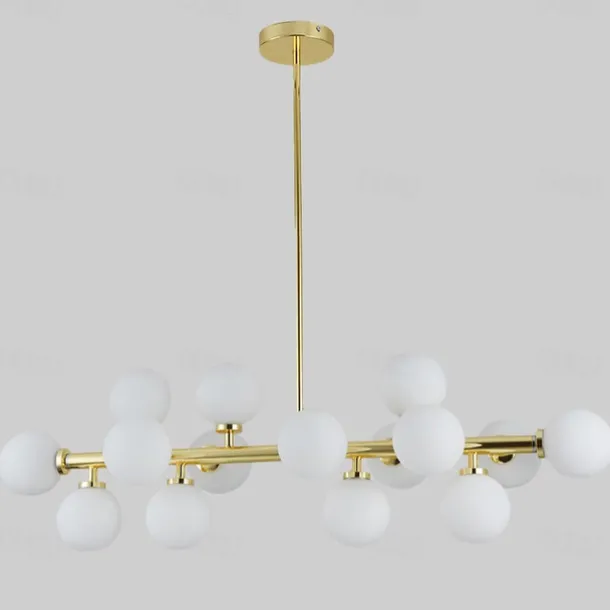 16 Bulbs 90cm(35.4") LED Gold Pendant Light Metal Glass Sputnik Electroplated 3.9" Lampshades Molecular Nordic Chandelier for Home Bedroom Kitchen