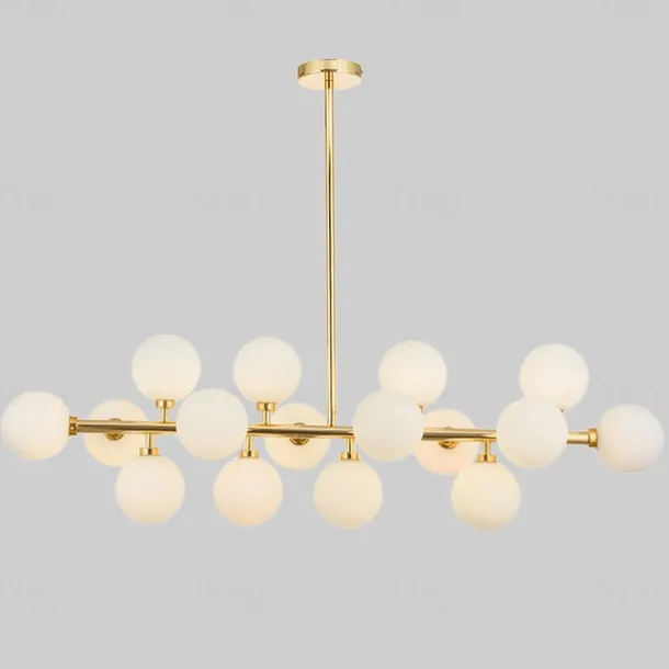 16 Bulbs 90cm(35.4") LED Gold Pendant Light Metal Glass Sputnik Electroplated 3.9" Lampshades Molecular Nordic Chandelier for Home Bedroom Kitchen