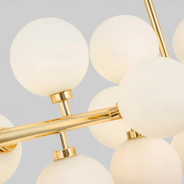 16 Bulbs 90cm(35.4") LED Gold Pendant Light Metal Glass Sputnik Electroplated 3.9" Lampshades Molecular Nordic Chandelier for Home Bedroom Kitchen