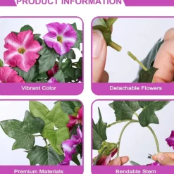 1 Bundle Artificial Flowers for Outdoors Spring Faux Morning Glory Look Real Silk Flowers for Outside Planter UV Resistant Fake Flowers for Home Garden Balcony Yard Porch Deco