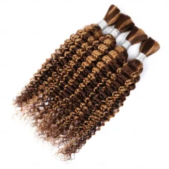 3 Bundle Highlight P4/27 Deep Wave Bulk Human Hair For Braiding Bundles