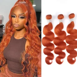 3 Bundle Human Hair Weaves Ginger Color Body Wave Human Hair 12-28 Inches