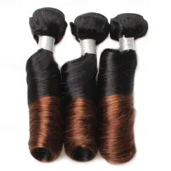 1 Bundle Of Human Hair T1B/4# Color Spring Curly Wave Human Hair 12-24 Inches
