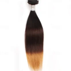 1 Bundle Real Human Hair Tricolor Bundle T1B/4/27# Straight Human Hair 14-24 Inches