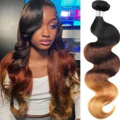 1 Bundle Real Human Hair Tricolor Bundle T1B/4/27# Body Wave Human Hair 14-24 Inches