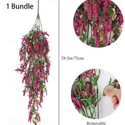 4 Bundles Artificial Lavender Hanging Flower Bouquet Vine Hanging Plants Fake Ivy Vine Leaves For Patio Home Bedroom Wedding Indoor Outdoor Wall Decor, Home Decor, Aesthetic Room Decor