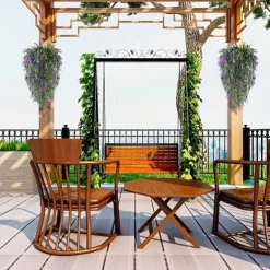 4 Bundles Artificial Lavender Hanging Flower Bouquet Vine Hanging Plants Fake Ivy Vine Leaves For Patio Home Bedroom Wedding Indoor Outdoor Wall Decor, Home Decor, Aesthetic Room Decor