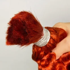 3 Bundles Bulk Hair Ginger Human Hair Deep Wave Extension Bundle Hair 10-28Inch