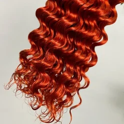3 Bundles Bulk Hair Ginger Human Hair Deep Wave Extension Bundle Hair 10-28Inch