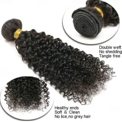 3 Bundles Hair Weaves Indian Hair Kinky Curly Human Hair Extensions Remy Human Hair 100% Remy Hair Weave Bundles 300 g Natural Color Hair Weaves / Hair Bulk Human Hair Extensions 8-28 inch Natural