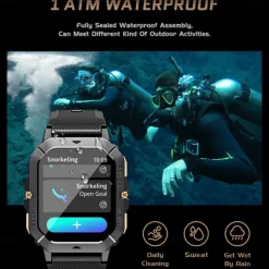 696 C28 Smart Watch 2.02 inch Smart Band Fitness Bracelet Bluetooth Pedometer Call Reminder Sleep Tracker Compatible with Android iOS Men Hands-Free Calls Message Reminder IP 67 42mm Watch Case