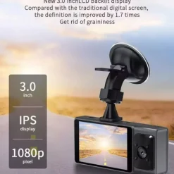 3 Channel Dash Cam Front And Rear Inside 1080P Dash IR Night Vision Loop Recording Car DVR Camera With 3 Inch IPS Screen 3 Cameras Car Dashcam