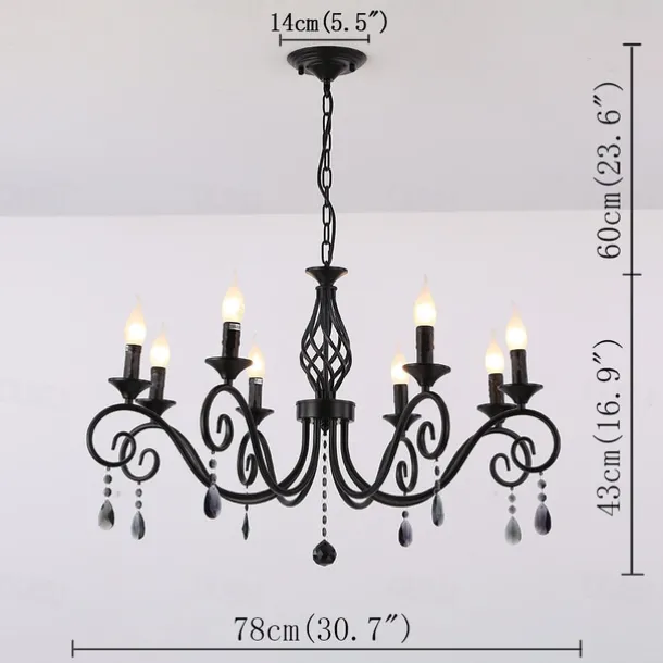 51/78 cm Candle Style Chandelier LED Metal Vintage Style Classic Basic Painted Finishes Traditional Country 220-240V