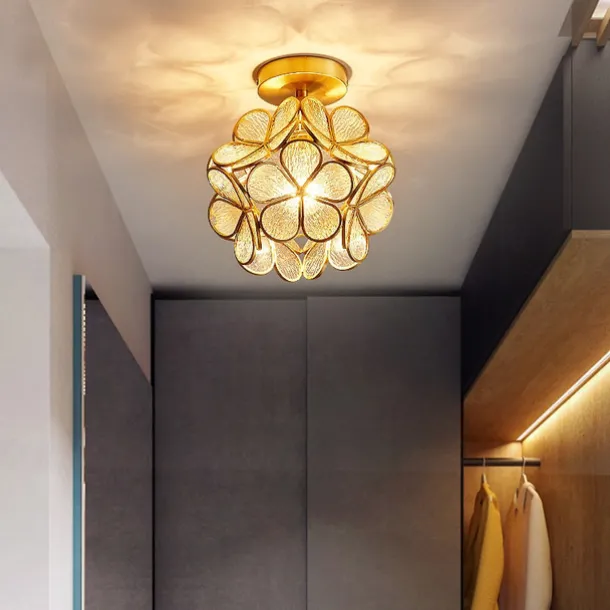 20 cm Ceiling Light LED Flower Design Pendant Lantern Design Glass Brass Modern 220-240V