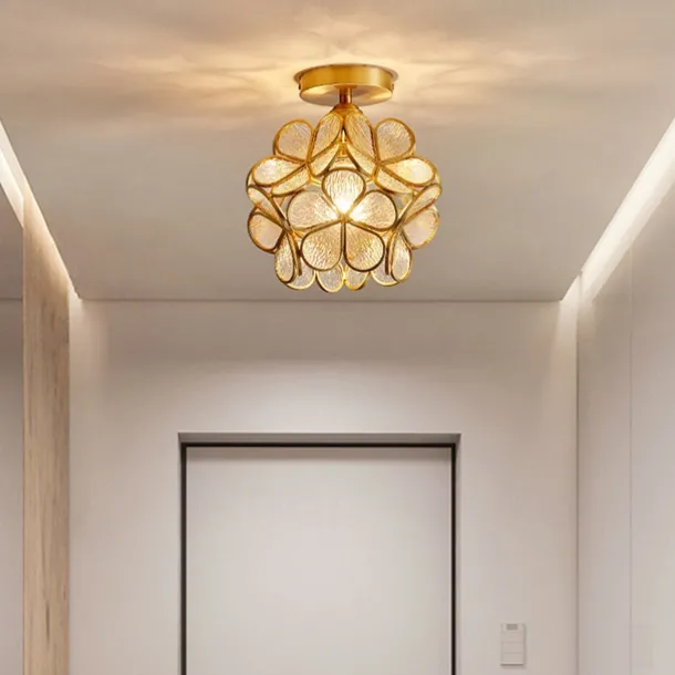 20 cm Ceiling Light LED Flower Design Pendant Lantern Design Glass Brass Modern 220-240V