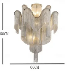 60 cm Ceiling Light Silver Tassels Flush Mount Luxury Modern Stainless Steel Metal 110-120V 220-240V