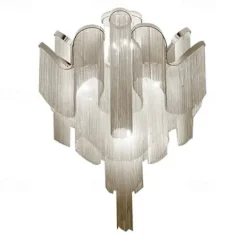 60 cm Ceiling Light Silver Tassels Flush Mount Luxury Modern Stainless Steel Metal 110-120V 220-240V