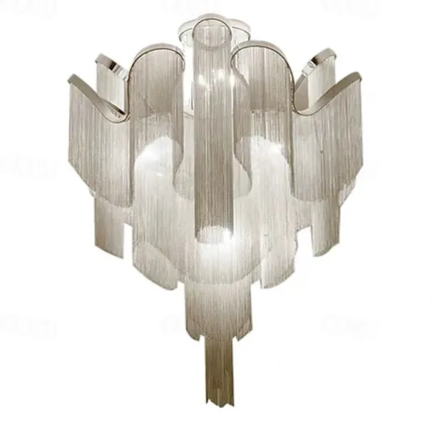 60 cm Ceiling Light Silver Tassels Flush Mount Luxury Modern Stainless Steel Metal 110-120V 220-240V