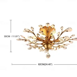 62 cm Chandelier Cluster Design Ceiling Light LED Flush Mount Lights Metal Antique Brass Elegant & Luxurious 110-120V 220-240V CE Certified Flower Design