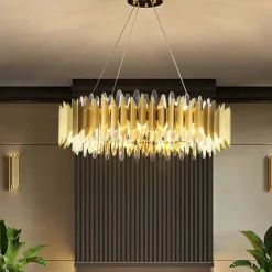 60/80 cm Crystal Chandelier Pendant Light Gold Luxury Modern Island Design Stainless Steel Electroplated 110-120V 220-240V