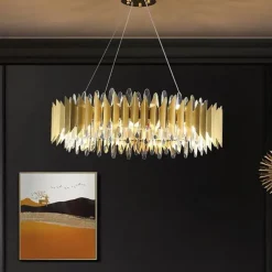 60/80 cm Crystal Chandelier Pendant Light Gold Luxury Modern Island Design Stainless Steel Electroplated 110-120V 220-240V
