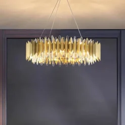 60/80 cm Crystal Chandelier Pendant Light Gold Luxury Modern Island Design Stainless Steel Electroplated 110-120V 220-240V