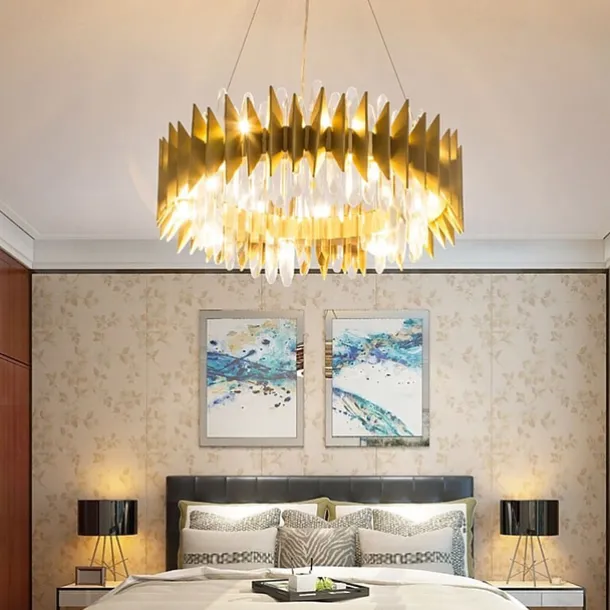 60/80 cm Crystal Chandelier Pendant Light Gold Luxury Modern Island Design Stainless Steel Electroplated 110-120V 220-240V