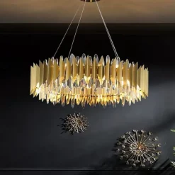60/80 cm Crystal Chandelier Pendant Light Gold Luxury Modern Island Design Stainless Steel Electroplated 110-120V 220-240V