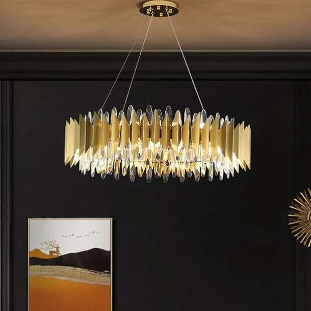 60/80 cm Crystal Chandelier Pendant Light Gold Luxury Modern Island Design Stainless Steel Electroplated 110-120V 220-240V