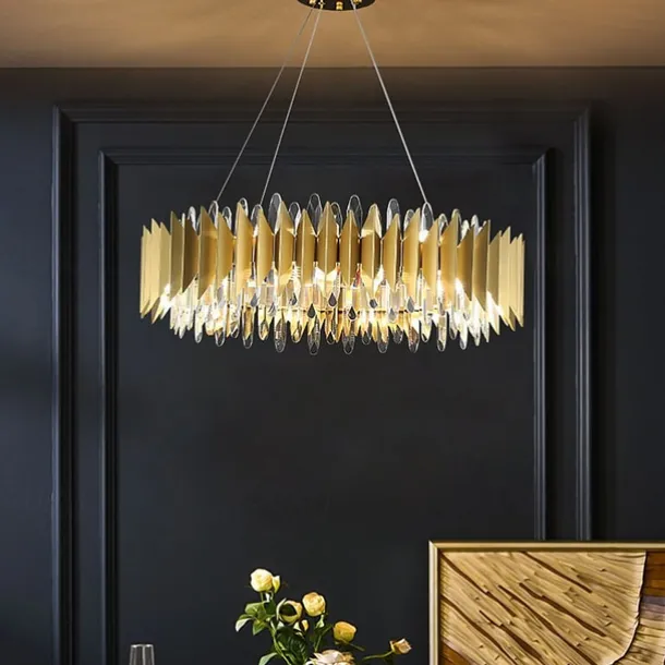 60/80 cm Crystal Chandelier Pendant Light Gold Luxury Modern Island Design Stainless Steel Electroplated 110-120V 220-240V