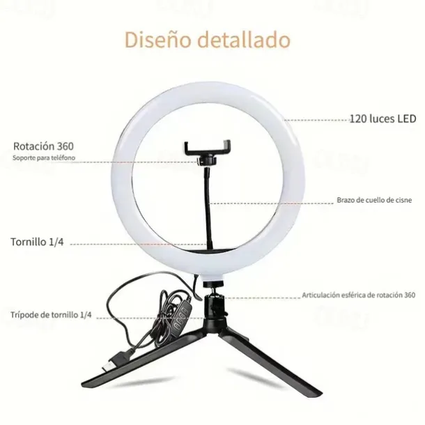 10" 26cm Fill Light with Tripod Live Broadcast Ring Light 10 Bightness Level for Selfie Photography and Beauty
