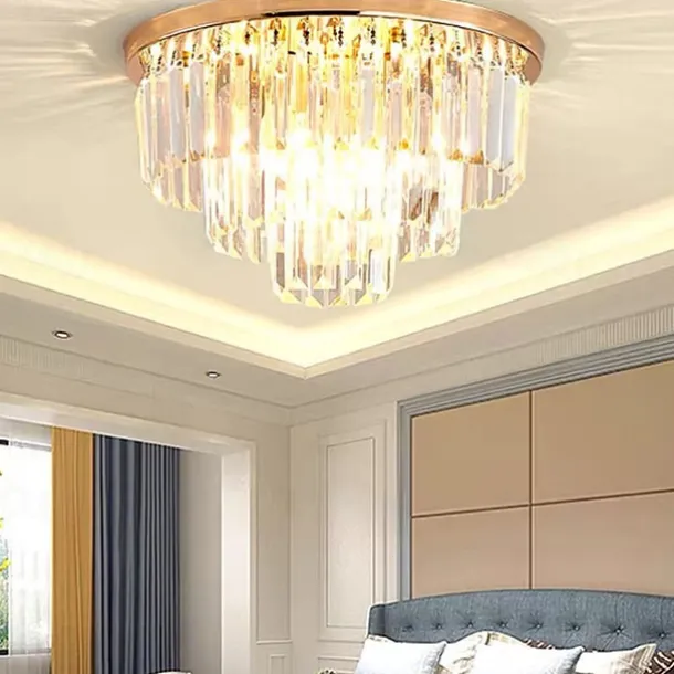 40 cm Flush Mount Ceiling Light Chandelier Luxury Gold Crystal Metal Modern 110-120V 220-240V