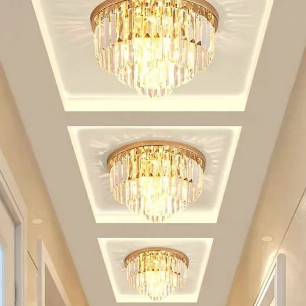 40 cm Flush Mount Ceiling Light Chandelier Luxury Gold Crystal Metal Modern 110-120V 220-240V