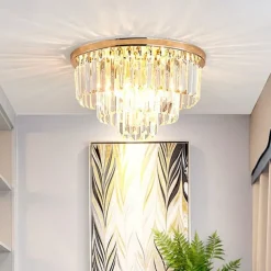 40 cm Flush Mount Ceiling Light Chandelier Luxury Gold Crystal Metal Modern 110-120V 220-240V