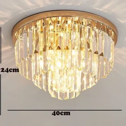 40 cm Flush Mount Ceiling Light Chandelier Luxury Gold Crystal Metal Modern 110-120V 220-240V