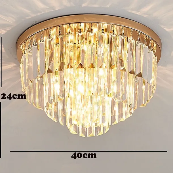 40 cm Flush Mount Ceiling Light Chandelier Luxury Gold Crystal Metal Modern 110-120V 220-240V