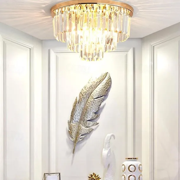 40 cm Flush Mount Ceiling Light Chandelier Luxury Gold Crystal Metal Modern 110-120V 220-240V