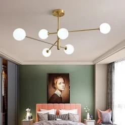 105 cm LED Ceiling Light Nordic Style Cluster Design Modern Geometric Shapes Single Design Pendant Light Metal Sputnik Gold Black Electroplated 110-120V 220-240V