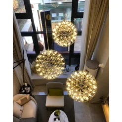 30 cm LED Pendant Light Led Fireworks And Spark Ball Ceiling Suspension Fixture Metal Globe Painted Finishes 110-120V 220-240V