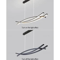 100 cm LED Pendant Light Line Design Metal Artistic Style Modern Chandelier Modern Simple Nordic Minimalist Light Luxury Restaurant Long Bar Table Dining Room 110-120V 220-240V